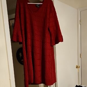 Liz Claiborne Deep Red Long Sleeve Dress